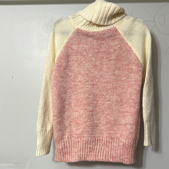 ModCloth Pink and Cream Wool Blend Turtleneck Sweater Size Small - Picture 5 of 5